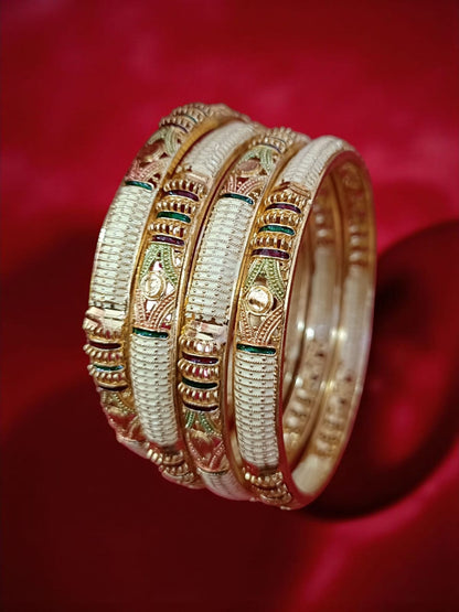 Fancy Gold Plated Indian Bangles - Set of 4