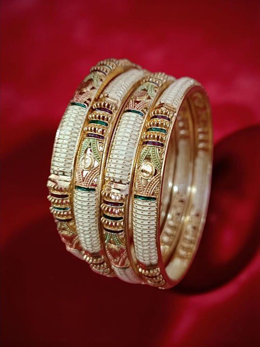 Fancy Gold Plated Indian Bangles - 4 Pieces