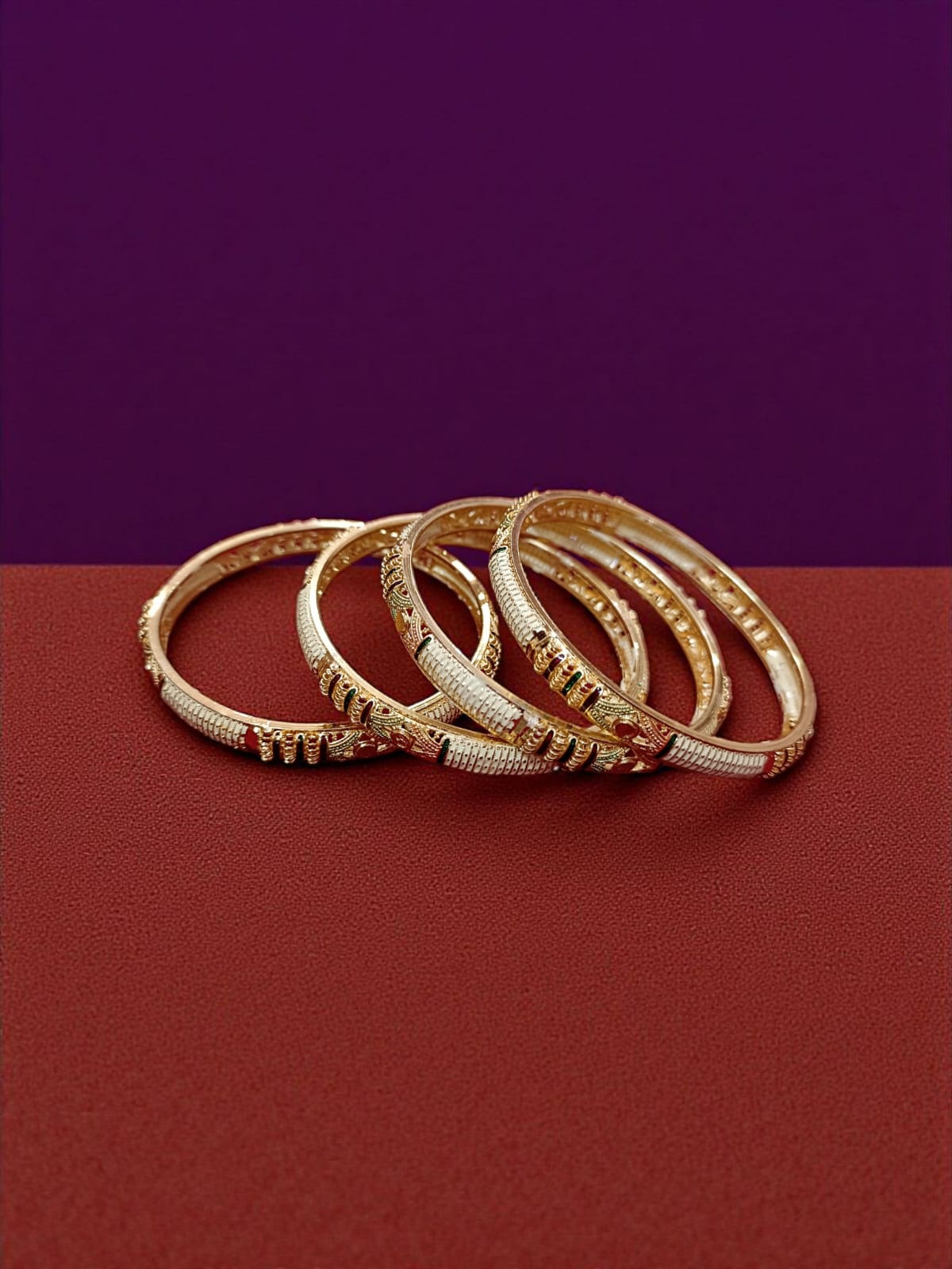 Fancy Gold Plated Indian Bangles - Set of 4