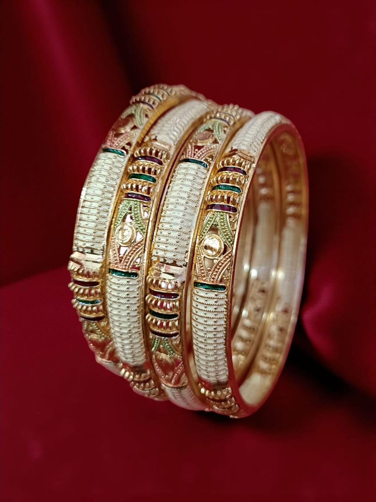 Fancy Gold Plated Indian Bangles - Set of 4