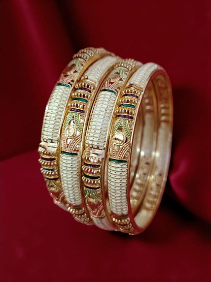 Fancy Gold Plated Indian Bangles - Set of 4