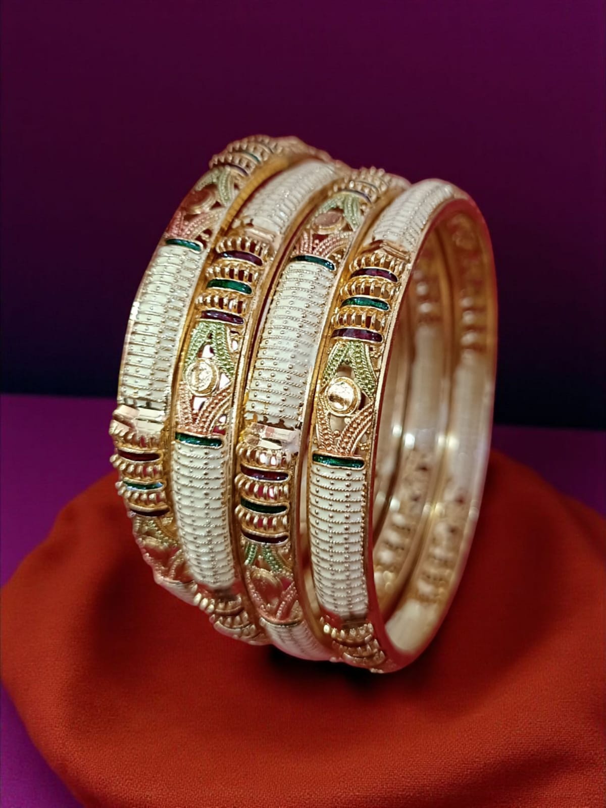 Fancy Gold Plated Indian Bangles - Set of 4