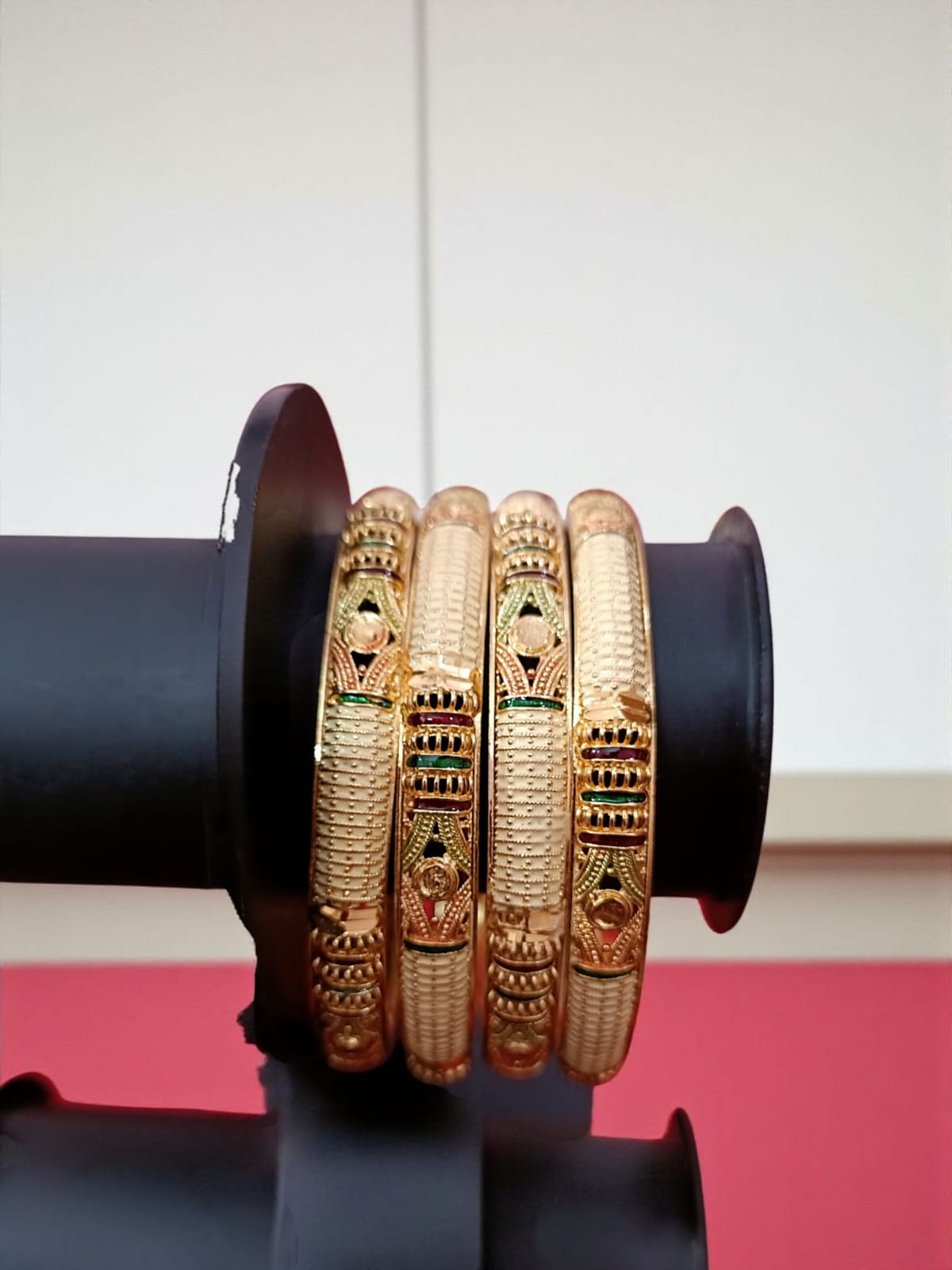 Fancy Gold Plated Indian Bangles - Set of 4