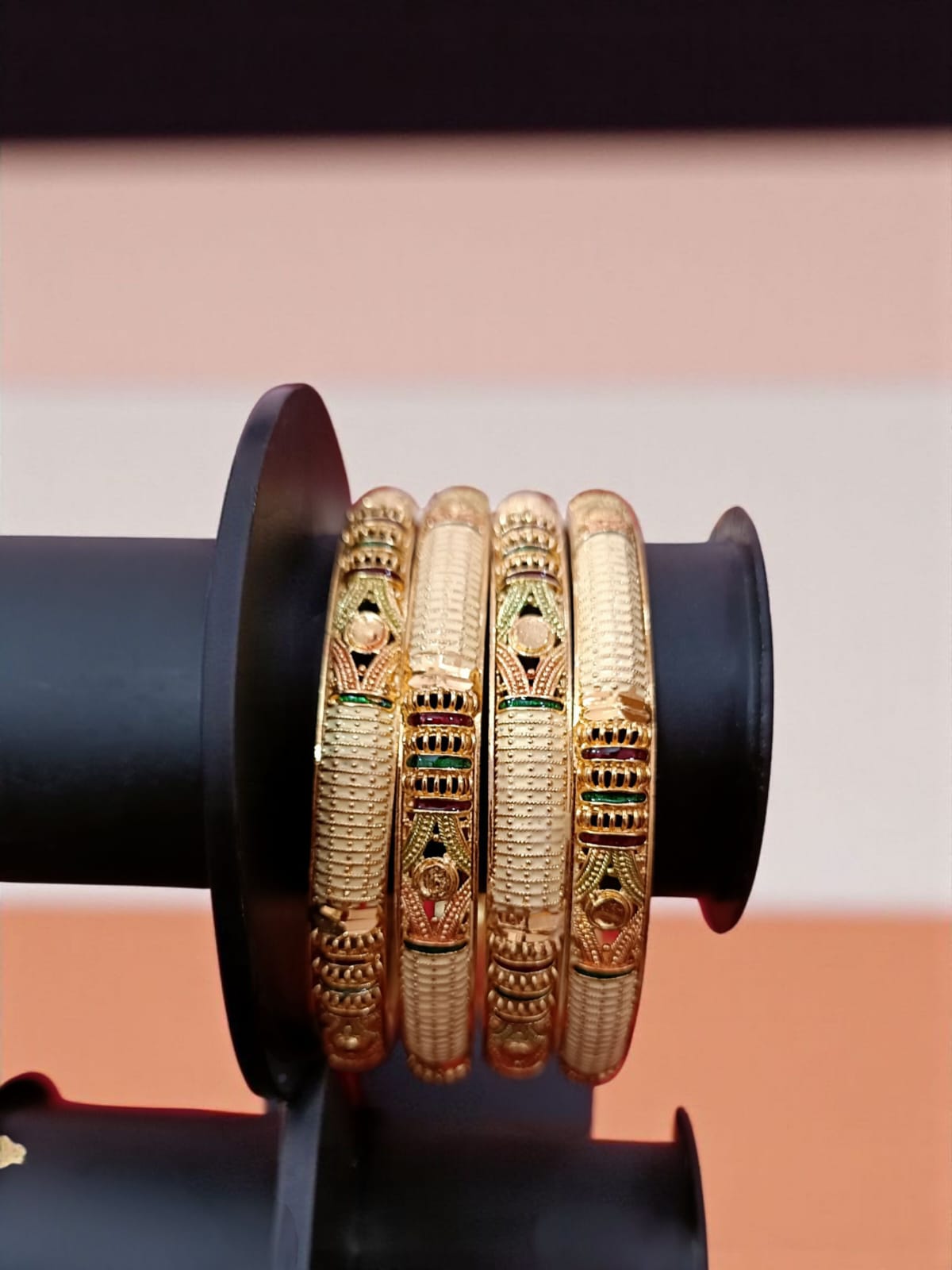 Fancy Gold Plated Indian Bangles - Set of 4