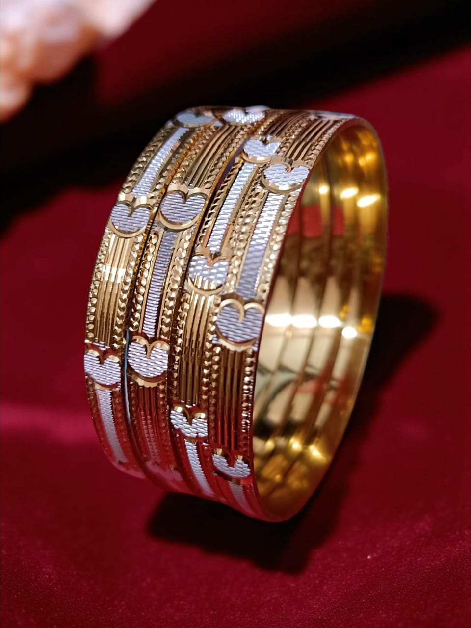 South Indian Trendy Gold Plated Bangles - Set of 4