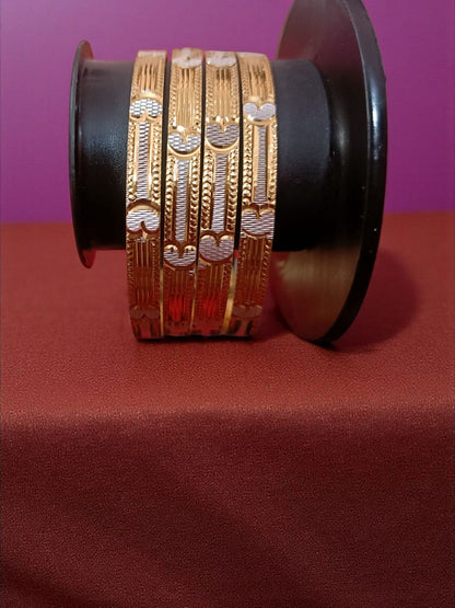 South Indian Trendy Gold Plated Bangles - Set of 4
