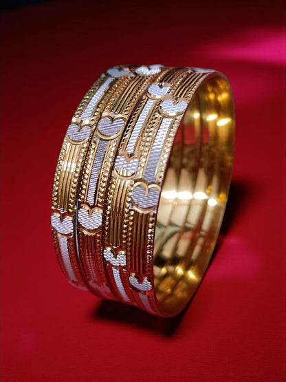 South Indian Trendy Gold Plated Bangles - Set of 4