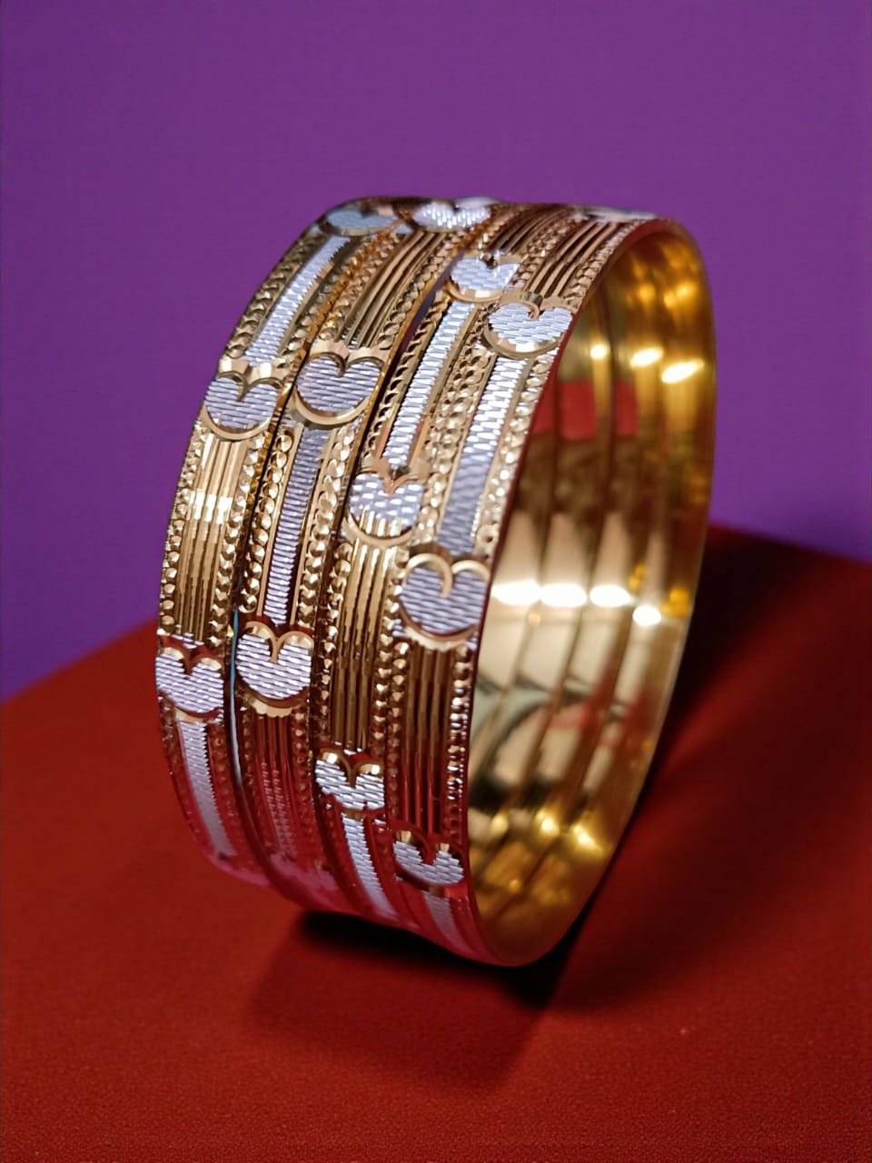 South Indian Trendy Gold Plated Bangles - Set of 4