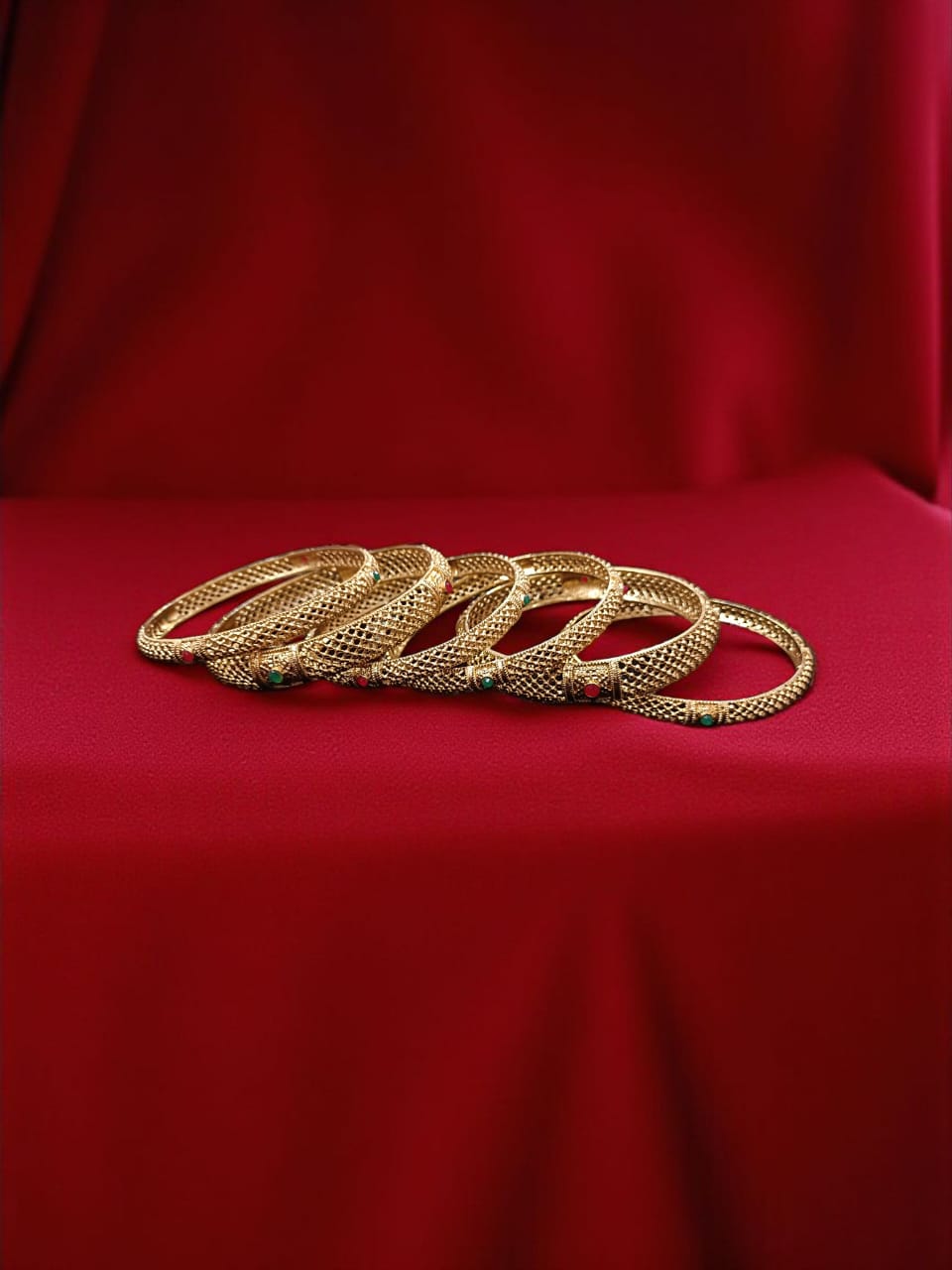 Traditional Gold Plated Indian Bangles - 6 Pieces