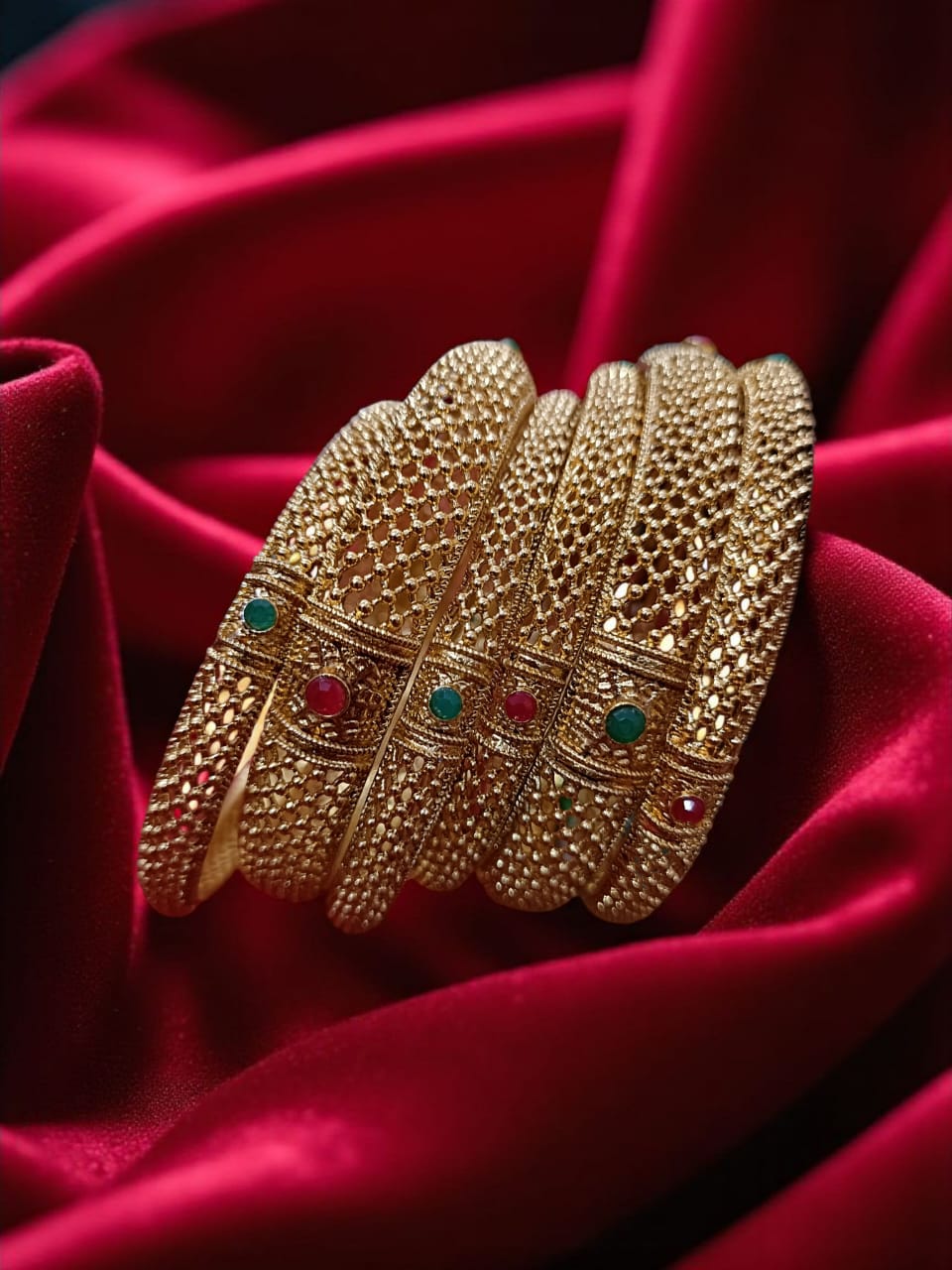 Traditional Gold Plated Indian Bangles - 6 Pieces