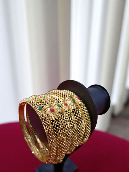 Traditional Gold Plated Indian Bangles - 6 Pieces