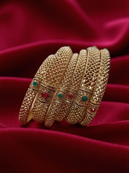 Traditional Gold Plated Indian Bangles - 6 Pieces