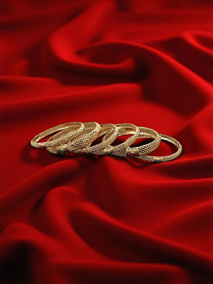Traditional Gold Plated Indian Bangles - 6 Pieces