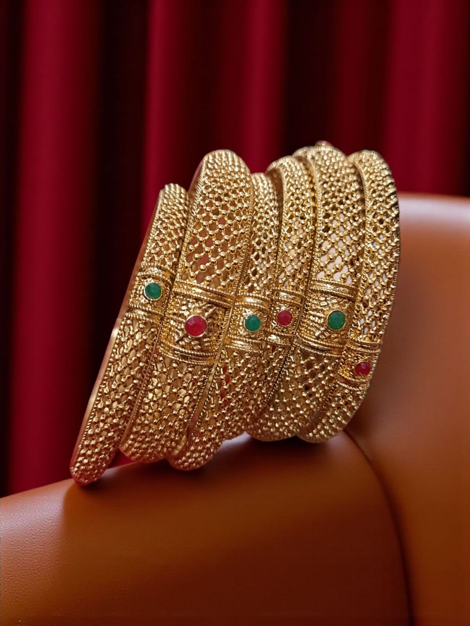 Traditional Gold Plated Indian Bangles - 6 Pieces