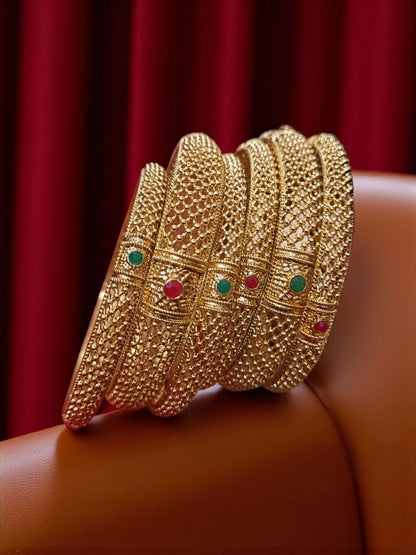 Traditional Gold Plated Indian Bangles - 6 Pieces