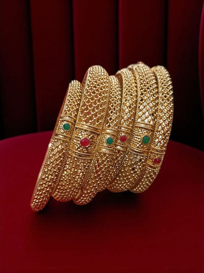 Traditional Gold Plated Indian Bangles - 6 Pieces