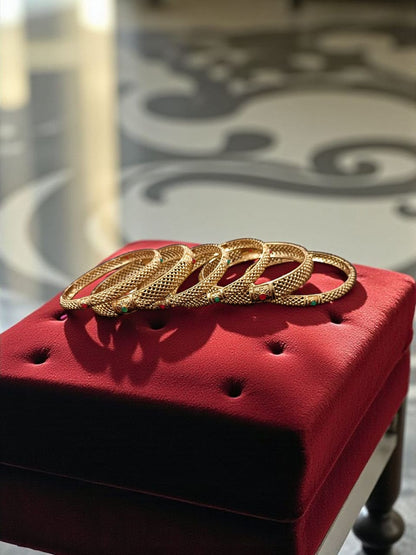 Traditional Gold Plated Indian Bangles - 6 Pieces