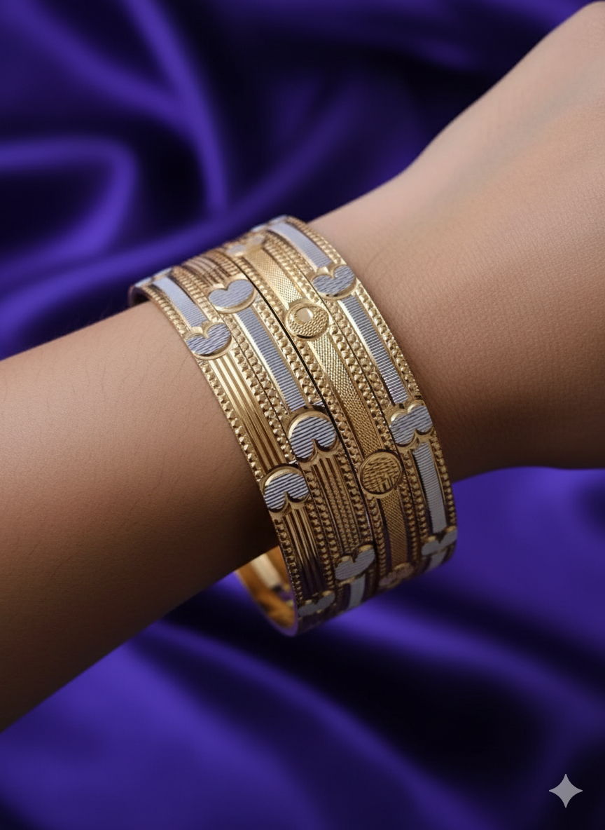 South Indian Trendy Gold Plated Bangles - Set of 4