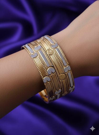 South Indian Trendy Gold Plated Bangles - Set of 4