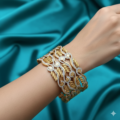 Fancy Gold Plated Indian Bangles - Set of 4