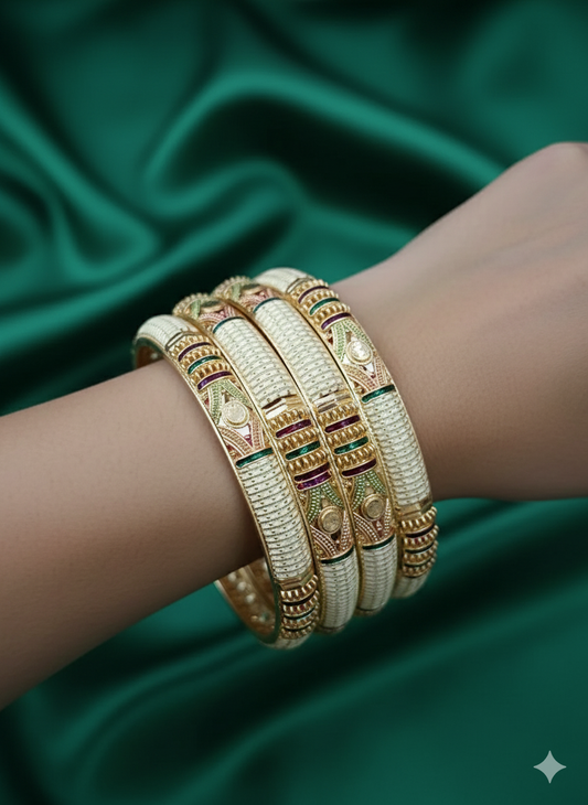 Fancy Gold Plated Indian Bangles - 4 Pieces
