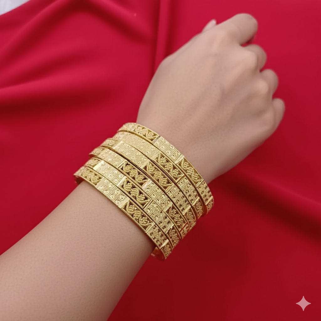 Traditional Gold Plated Indian Bangles - 4 Pieces