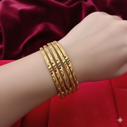 Combo of 3 Pairs Gold-Plated Designer Bangles (4 Bangles in Each Pair) – Traditional & Elegant