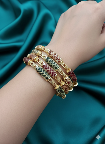 Fancy Gold Plated Designer Bangles – Set of 4