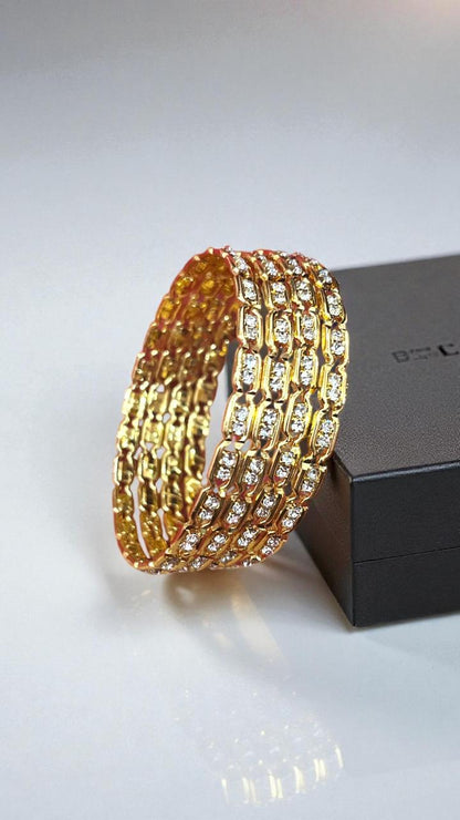 Fancy Gold Plated Indian Bangles - Set of 4