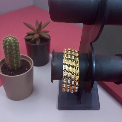 Fancy Gold Plated Indian Bangles - Set of 4