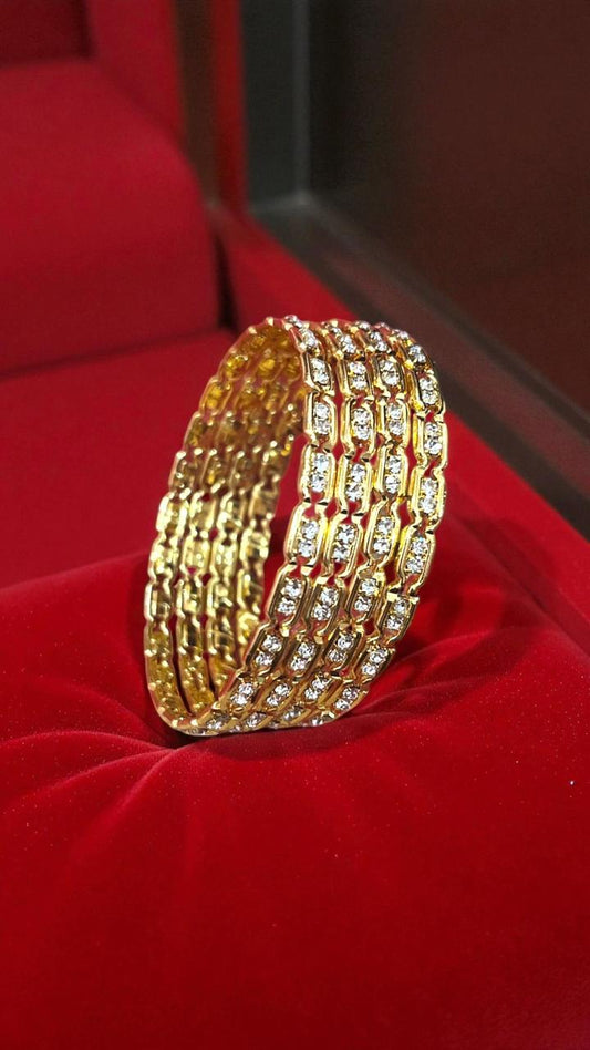 Fancy Gold Plated Indian Bangles - 4 Pieces