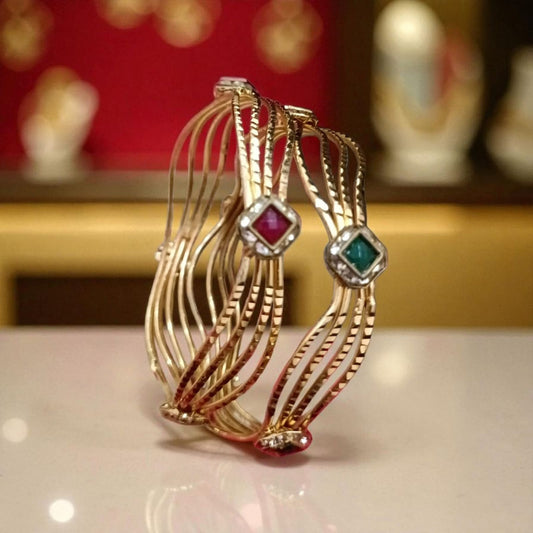 Gold Designer Bangles – 2 Piece Jewelry Set