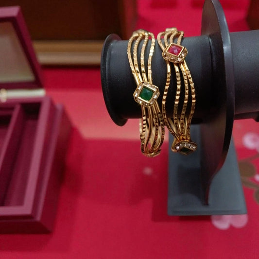 Gold Designer Bangles – 2 Piece Jewelry Set