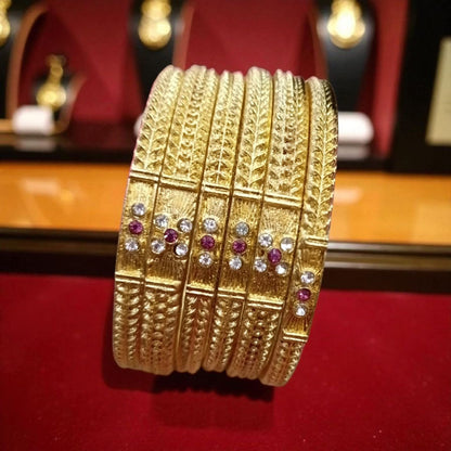Fancy Gold Plated Indian Bangles - 6 Pieces