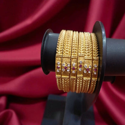 Fancy Gold Plated Indian Bangles - 6 Pieces