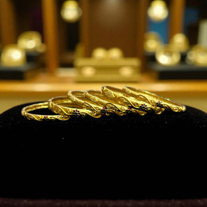 Fancy Gold Plated Indian Bangles - 6 Pieces