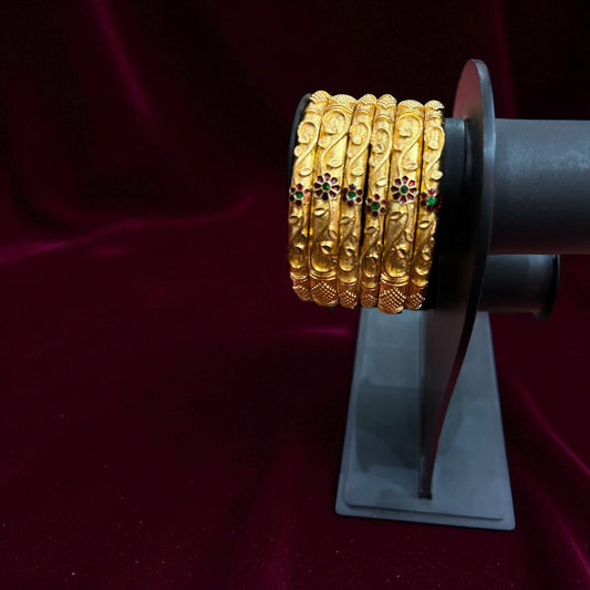 Fancy Gold Plated Indian Bangles - 6 Pieces
