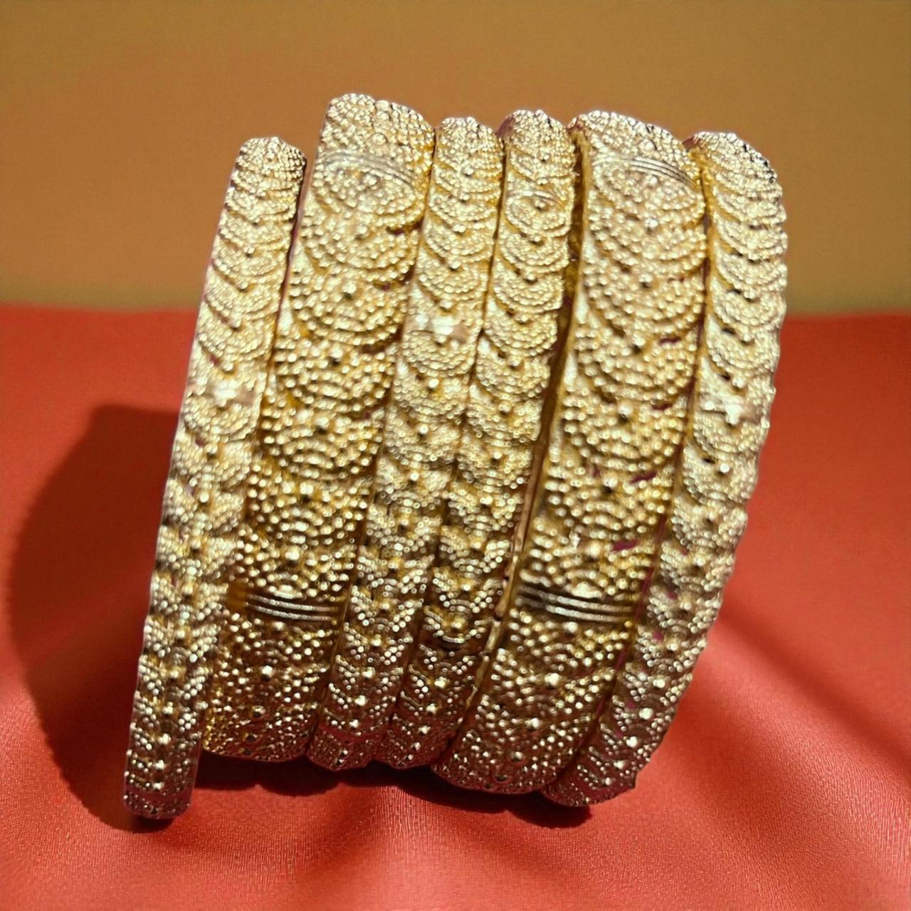 Fancy Gold Plated Indian Bangles - 6 Pieces