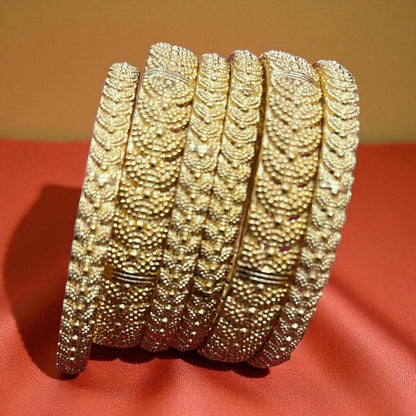 Fancy Gold Plated Indian Bangles - 6 Pieces