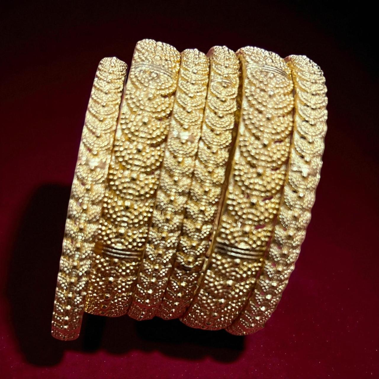 Fancy Gold Plated Indian Bangles - 6 Pieces