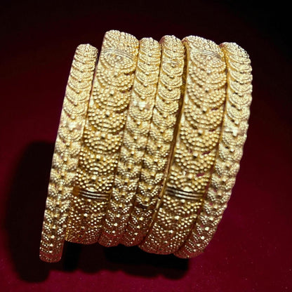 Fancy Gold Plated Indian Bangles - 6 Pieces