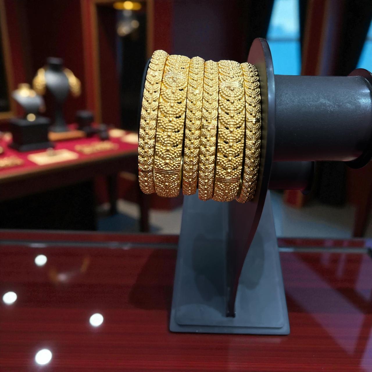 Fancy Gold Plated Indian Bangles - 6 Pieces