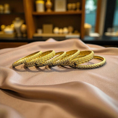 Fancy Gold Plated Indian Bangles - 6 Pieces