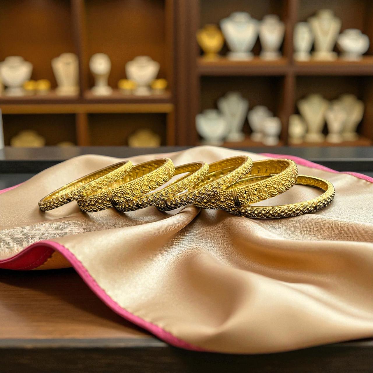 Fancy Gold Plated Indian Bangles - 6 Pieces