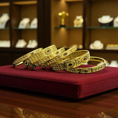 Fancy Gold Plated Indian Bangles - 6 Pieces