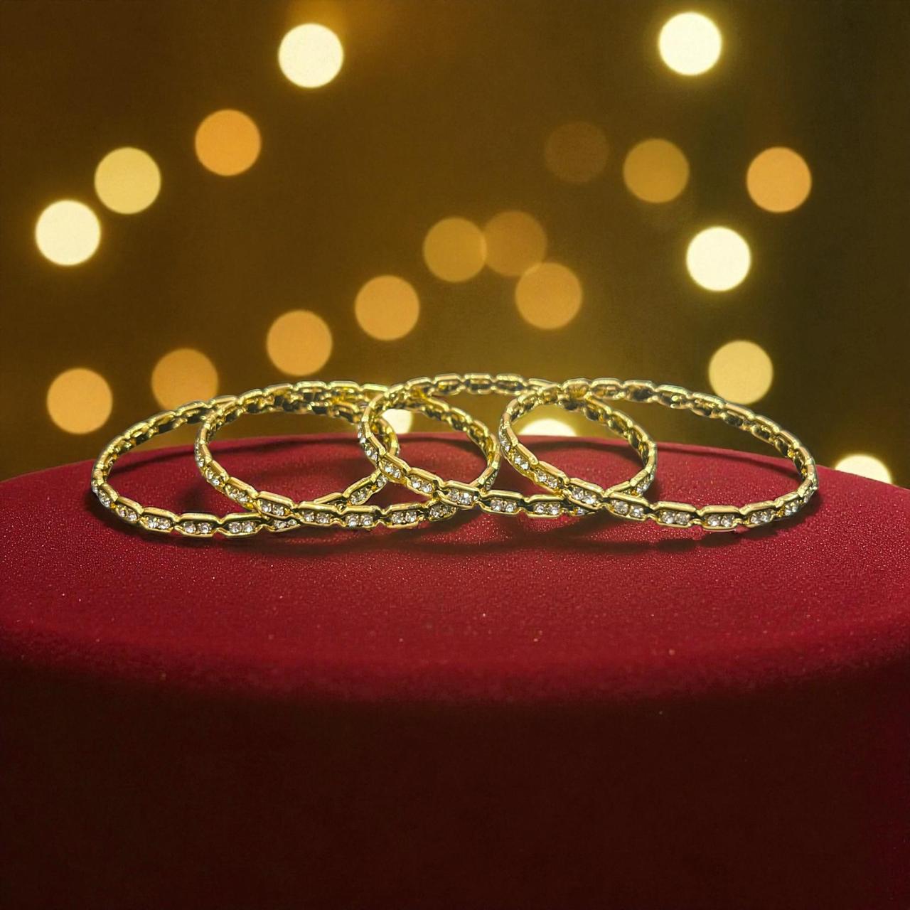 Fancy Gold Plated Indian Bangles - Set of 4