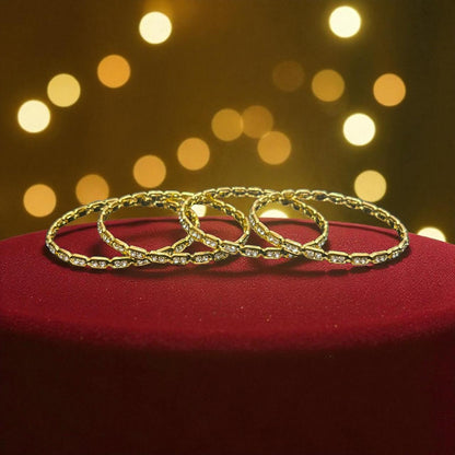 Fancy Gold Plated Indian Bangles - Set of 4